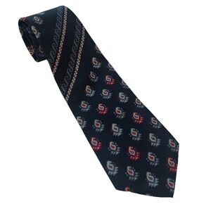 Vintage Yves Saint Laurent blue pattern 100% silk men’s necktie